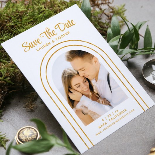 Carte Enregistrer La Date White Gold Style Art Déco Mari