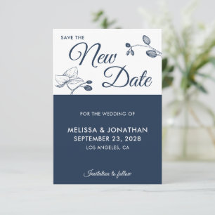 Carte Enregistrer la nouvelle date mariage report floral