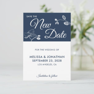 Carte Enregistrer la nouvelle date mariage report floral