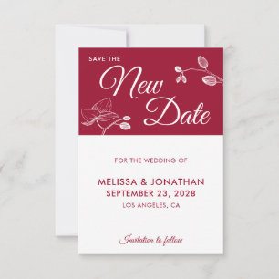 Carte Enregistrer la nouvelle date mariage report floral
