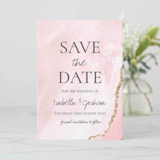 Carte Enregistrer la Parties scintillant Rose or et marb (Debout devant)