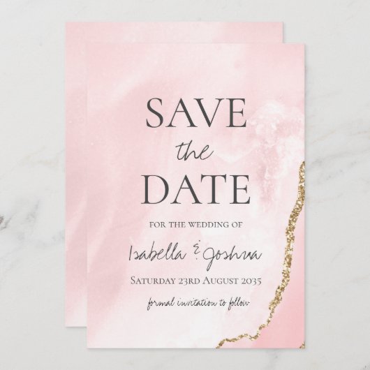 Carte Enregistrer la Parties scintillant Rose or et marb (Devant / Derrière)