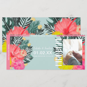 Carte Enregistrez la Destination Ticket Hibiscus Floral