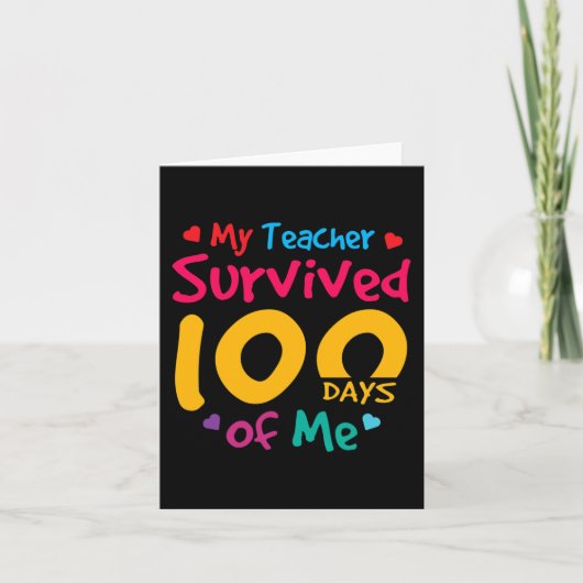 Carte Enseignant A Survécu 100 Jours De Moi (Devant)