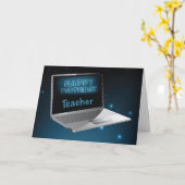 Carte Enseignant Anniversaire Informatique, Technologie, (Fleur jaune)