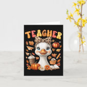 Carte Enseignant automne Goose Leopard Bow Coquette Auto (Fleur jaune)