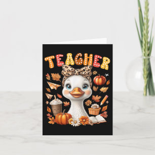Carte Enseignant automne Goose Leopard Bow Coquette Auto