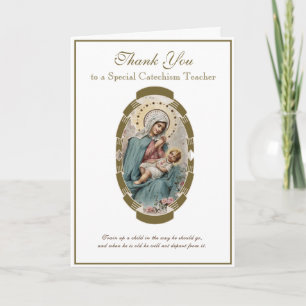 Carte Enseignant CCD religieux Vierge Marie Prêtre Relig
