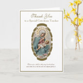 Carte Enseignant CCD religieux Vierge Marie Prêtre Relig (Fleur jaune)