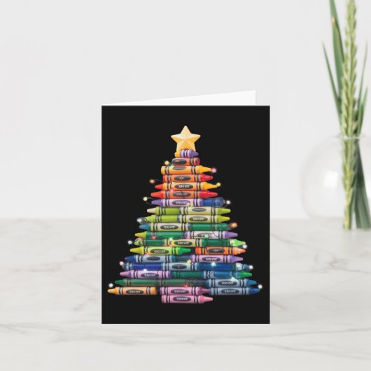 Carte Enseignant Crayon Christmas Tree Lights Ecole étud (Devant)