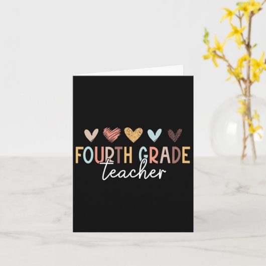 Carte Enseignant de 4e année Premier jour d'école Retour (Fleur jaune)