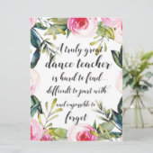 Carte Enseignant de danse Merci Wains pour enseignant de (Debout devant)