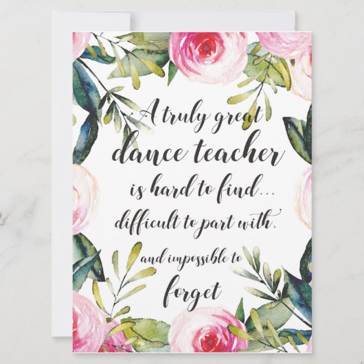 Carte Enseignant de danse Merci Wains pour enseignant de (Devant)