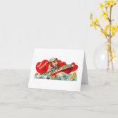 Carte Enseignant de l'ours de bateau vintage Valentine (Fleur jaune)