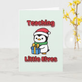 Carte Enseignant des petits lutins Noël Professeur (Fleur jaune)