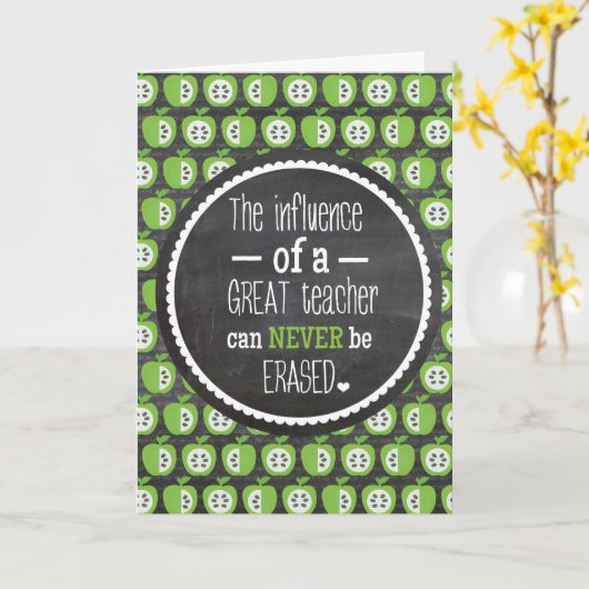 Carte Enseignant du tableau et des pommes vertes (Fleur jaune)