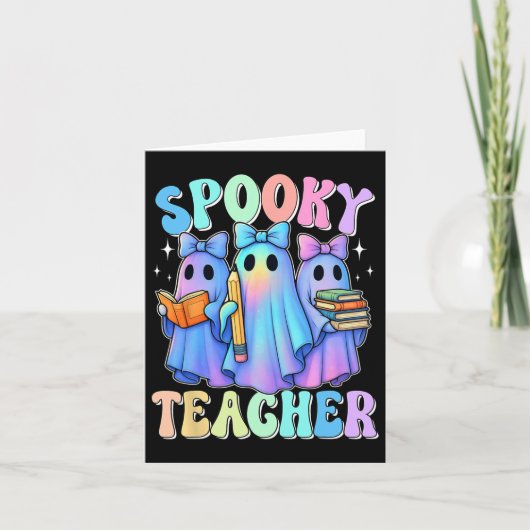 Carte Enseignant éffrayant Pastel Galaxy Ghost Halloween (Devant)