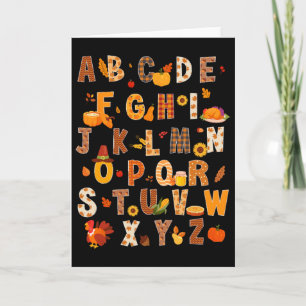 Carte Enseignant Enfants Alphabet Dinde Citrouille Autom