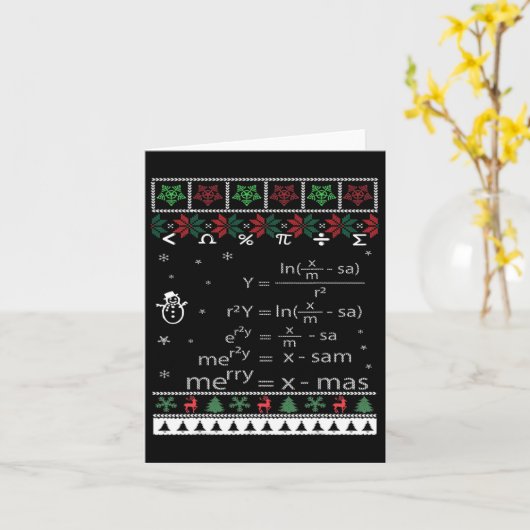 Carte Enseignant Funky Math Noël Joyeux Noël En Eq Math (Fleur jaune)