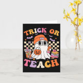 Carte Enseignant Halloween Trick Ou Enseigner Cute Ghost (Fleur jaune)