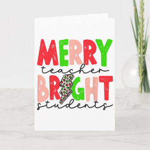 Carte Enseignant Joyeux Rétro Élèves Lumineux Noël Amusa