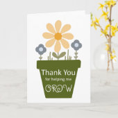 Carte Enseignant Merci m'aide à développer des fleurs (Fleur jaune)