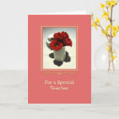 Carte Enseignant Spécial Kitty & Tea Roses (Fleur jaune)
