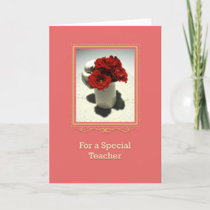 Carte Enseignant Spécial Kitty & Tea Roses