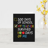 Carte Enseignant Survécu 100 Jours De Moi Enseignant Fun (Fleur jaune)