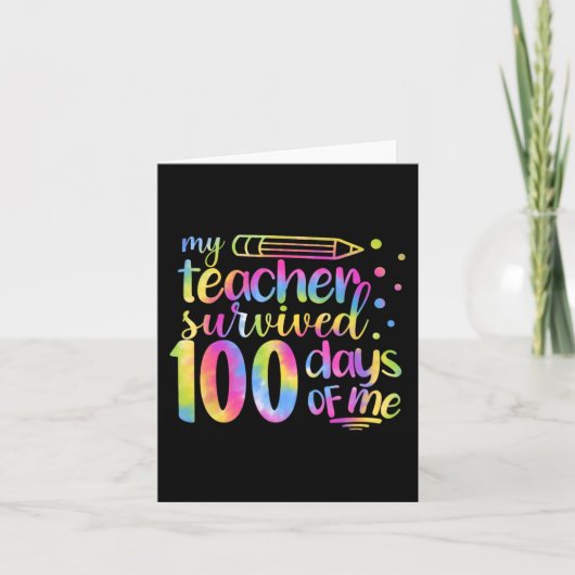Carte Enseignant Survived 100 Jours de moi 100e jour éco (Devant)