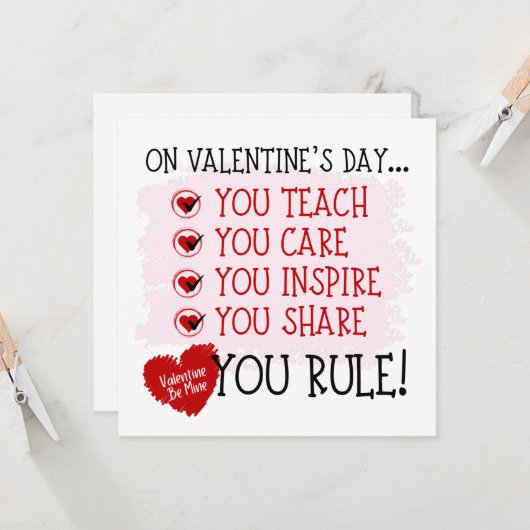 Carte Enseignant Valentine, Vous Dirigez Professeur (Devant/Arrière en situation)