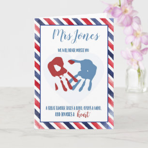 Carte enseignant vous avez laissé une empreinte sur notr