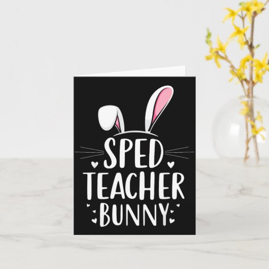 Carte Enseignante Spécialisée Bunny Pâques Éducation Spé (Fleur jaune)