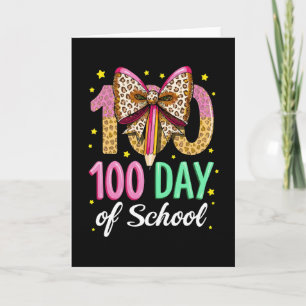 Carte Enseignants Jolis Nœud Rose pour les 100 Jours d'É
