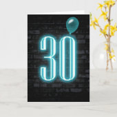 Carte Enseigne au néon pour 30e anniversaire sur brique  (Fleur jaune)