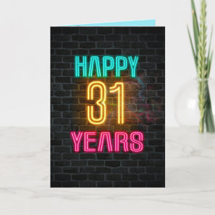 Carte Enseigne au néon sur brique pour 31e anniversaire