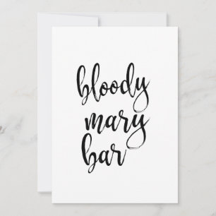 Carte Enseigne de calligraphie abordable pour bar Bloody