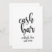 Carte Enseigne de mariage calligraphiée abordable Cash B (Devant / Derrière)
