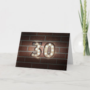 Carte enseigne lumineuse de marquise d'anniversaire 30 a