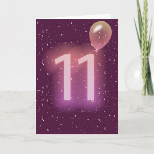 Carte Enseigne néon et ballon pour 11e anniversaire