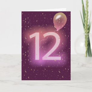 Carte Enseigne néon et ballon pour 12ème anniversaire