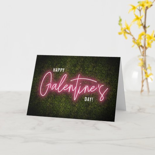 Carte Enseigne néon Galentine pour la Saint-Valentin (Fleur jaune)
