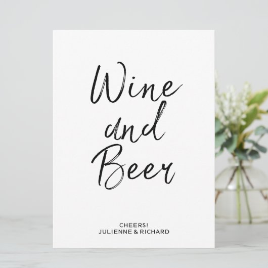 Carte Enseigne Vin et Bière | Lettres stylisées à la mai (Debout devant)
