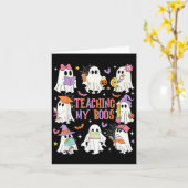 Carte Enseigner à mon patron Prof Cute Ghost Groovy Prof (Fleur jaune)