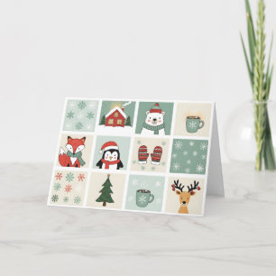 Carte Ensemble de cliparts d'animaux de Noël et d'hiver