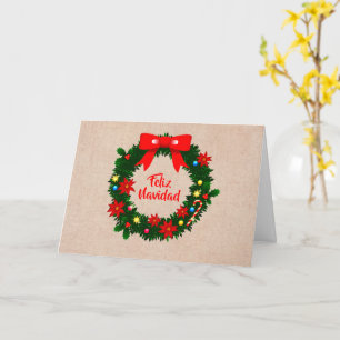 Carte Ensemble de Feliz Navidad Merry Christmas Wreath B
