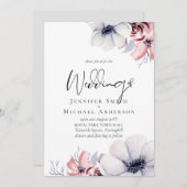 Carte Ensemble de mariage à motif floral bleu marine 5x7 (Devant / Derrière)