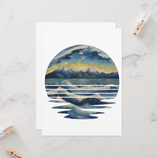 Carte Ensemble De Peintures De Style Van Gogh, Une Mer A (Devant/Arrière en situation)