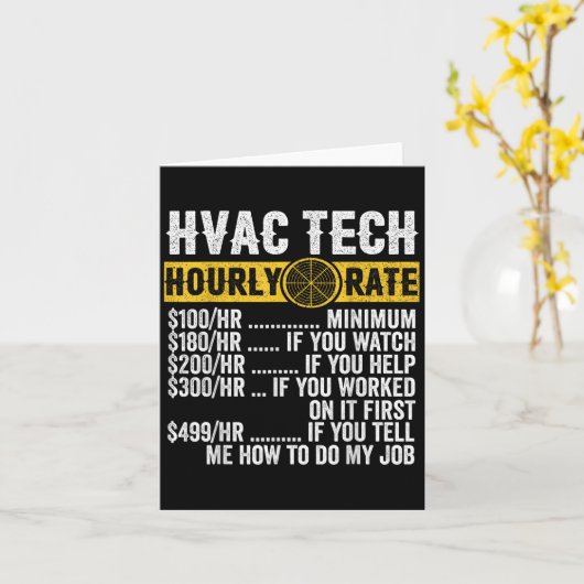 Carte Ensemble horaire drôle pour techniciens CVC en voi (Fleur jaune)