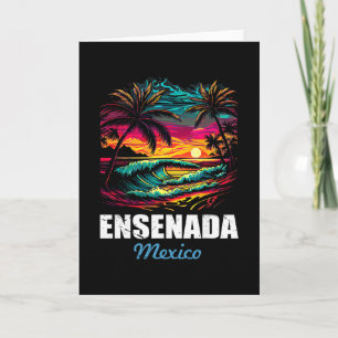Carte Ensenada Retro Mexique Coucher de soleil Vacances